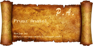 Prusz Anatol névjegykártya